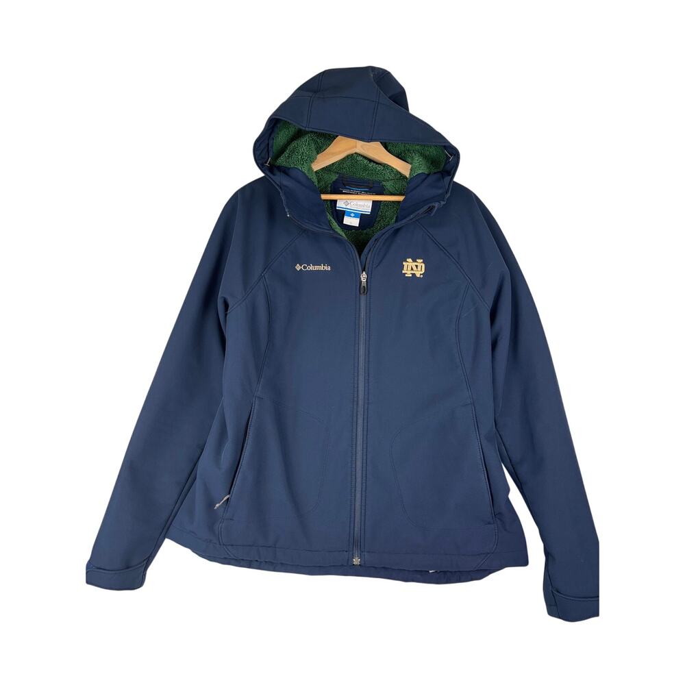 Columbia Notre Dame Omni-Wind Block Hooded Softshell Jacket Women’s XL Blue